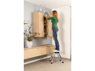 Verrijdbaar Vouwtrapje Aluminium 2x2treden 4 Geveerde Wielen Blauw - 4