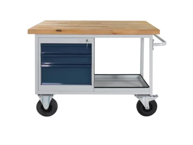 werkbank,verrijdbaar,HxBxD 840x1300x600mm,beukblad,draagverm. 500kg