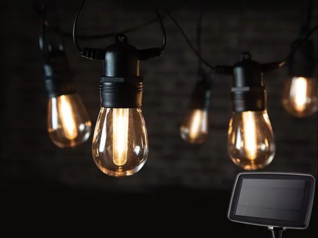 Led Lichtsnoer Solar 15 Warm Witte Lampen Zwarte Draad