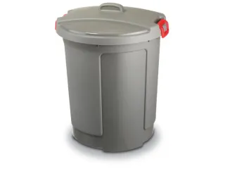 afvalbak,HxØ 640x390-490mm,romp PP grijs,deksel PE grijs - 1