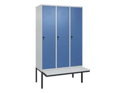 locker met bank,HxBxD 2120x1200x815mm,3vak,vak B 400mm,draaigrendel