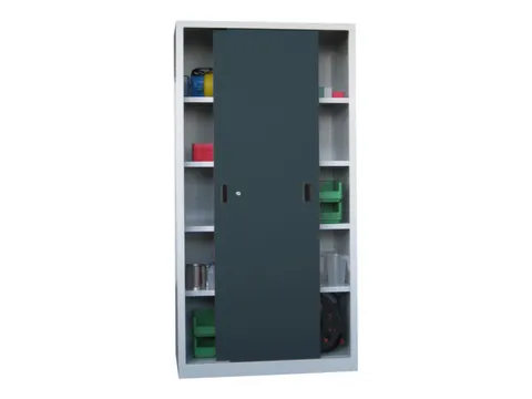 schuifdeurkast,HxBxD 1950x1000x600mm,RAL7035,front RAL7016