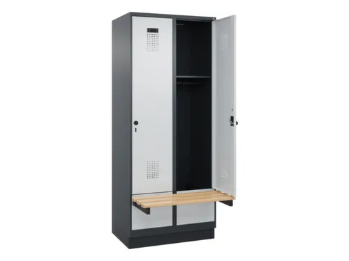 locker met bank,HxBxD 1950x800x815mm,2vak,vak B 400mm,draaigrendel