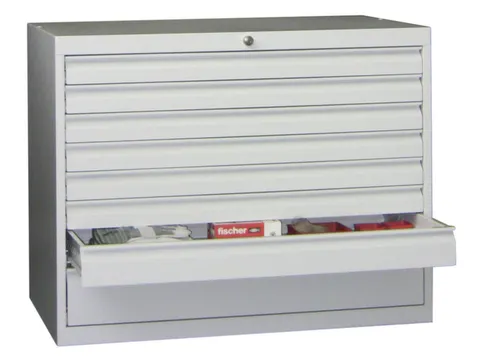 ladekast,HxBxD 800x1023x600mm,8lade(n),cil.-slot,RAL7035,front RAL3000
