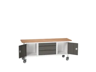 werkbank,HxBxD 830x2000x600mm,multiplexblad,uitrusting: 3laden,2kasten - 1