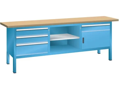 werkbank,HxBxD 840x2000x700mm,multiplexblad,draagverm. 1000kg,4voeten