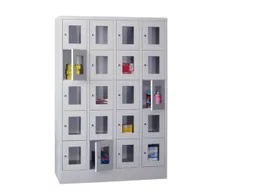 lockerkast,HxBxD 1850x1200x500mm,4x5vakken,RAL7035,front RAL5012