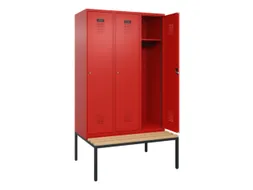 locker met bank,HxBxD 2120x1200x815mm,3vak,vak B 400mm,cilinderslot