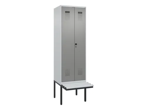 PBM-locker met bank,HxBxD 2120x600x815mm,2vak,vak B 300mm,draaigrendel