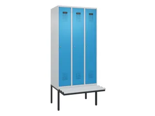 locker met bank,HxBxD 2120x900x815mm,3vak,vak B 300mm,cilinderslot - 2