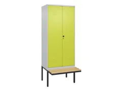 PBM-locker met bank,HxBxD 2120x800x815mm,2vak,vak B 400mm,draaigrendel