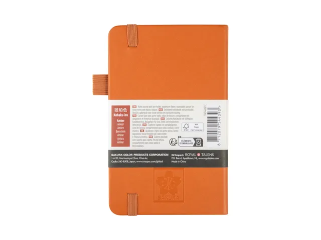 Notitieboek Sakura hard cover pocket lijn amber 90x140mm