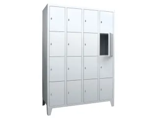 lockerkast,HxBxD 1850x1200x500mm,4x4vakken,RAL7035,front RAL5010 - 1