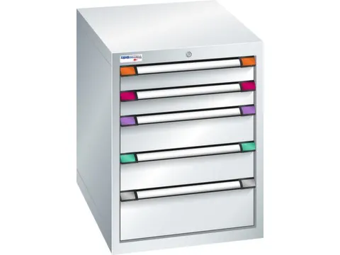 ladekast 800x605x695mm 5laden cilinderslot RAL7035 front RAL7035