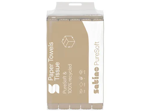 Handdoek PureSoft PT3 V-vouw 2-laags 240x230mm 277540 naturel