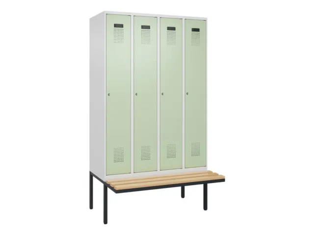 locker met bank,voor scheiding van kleding,HxBxD 2120x1200x815mm,4vak