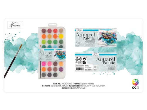 Aquarelverf Nassau fine art doos a 36 kleuren