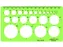Cirkelsjabloon Linex 22 cirkels met inktvoetjes 1-35mm groen