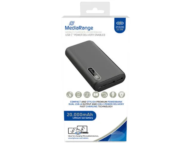 MR756 Powerbank 20.00mAh 2x USB-A 1x USB-C Zwart Quick Charge