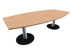 Vergadertafel vatvormig hxbxd 72x240x80/120cm blad beuken 2voeten Alu