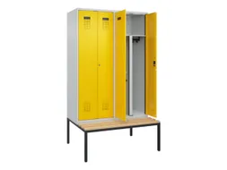 PBM-locker met bank,HxBxD 2120x1200x815mm,4vak,vak B 300mm