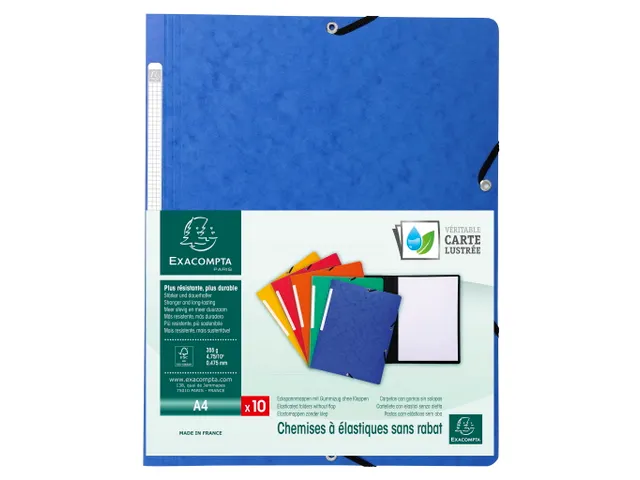 Elastomap zonder klep glanskarton 355gm² A4 Blauw