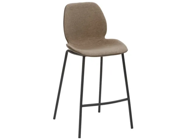 Barkruk mySOLO 4-poten Zwart met Zitting stof Zand gemêleerd