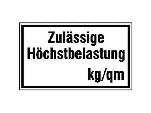 aanwijzingsbord,Toelaatbare maximumbelasting ... kg / m2