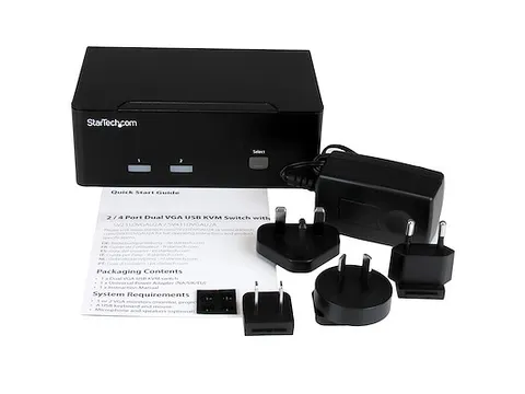 2-poorts KVM switch met dubbele VGA 2 poorts USB 2.0 hub