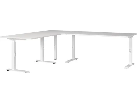 hoekbureau,in h. verstelb.,HxBxD 710-910x2400x2000mm,blad wit