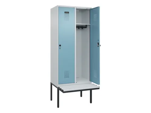 locker met bank,HxBxD 2120x800x815mm,2vak,vak B 400mm,draaigrendel