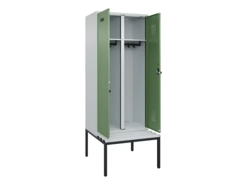 locker met bank,voor scheiding van kleding,HxBxD 2120x800x815mm,2vak