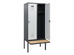 locker met bank,HxBxD 1950x800x815mm,2vak,vak B 400mm,draaigrendel