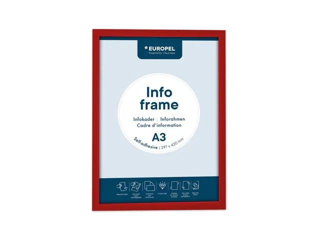 Europel Infokader Zelfklevend A3 2 stuks/Rood