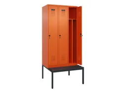 locker met bank,voor scheiding van kleding,HxBxD 2120x900x815mm,3vak