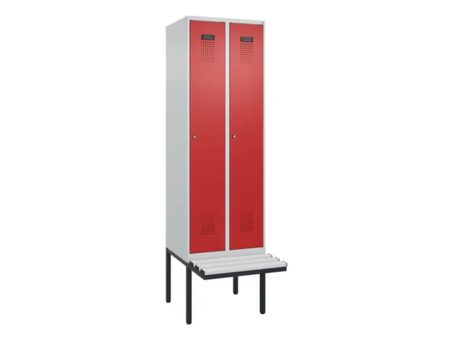 locker met bank,voor scheiding van kleding,HxBxD 2120x600x815mm,2vak