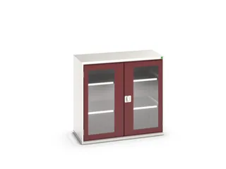 vitrinekast 1000x1050x550mm 2xStalen bodem romp RAL7035 front RAL3004 - 1