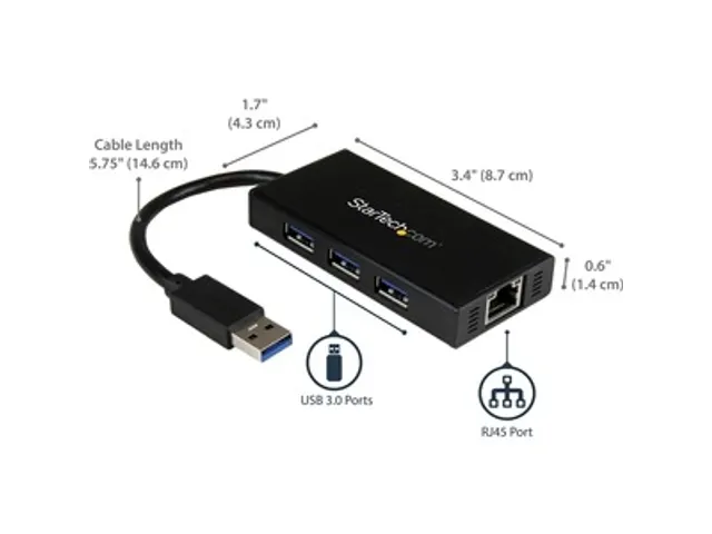 Draagbare USB 3.0 Hub met Gigabit Ethernet