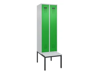 locker met bank,HxBxD 2120x600x815mm,2vak,vak B 300mm,cilinderslot - 2