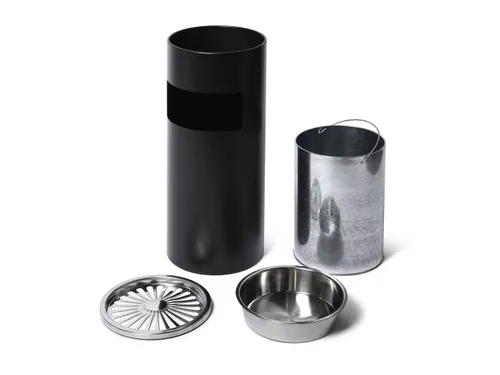 Afvalbak Rond Zwart Met Asbak 60cm