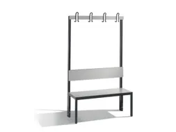 omkleedbank,HxLxD 1710x1000x407mm,HPL zilvergrijs,frame staal RAL7021