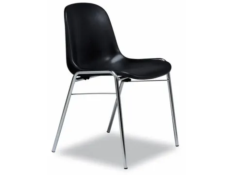 Kunststof Kuipstoelen Zwart Ronde Buis Verchroomd Ø 20Mm Stapelbaar