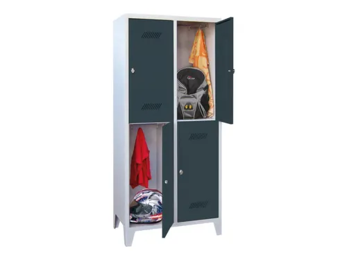 dubbeldekse locker,HxBxD 1850x800x500mm,2x2vak.,RAL7035,front RAL7016