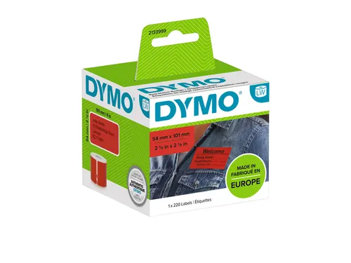 Etiket Dymo 2133399 naamkaart 54x101mm 1 rol á 220 stuks rood