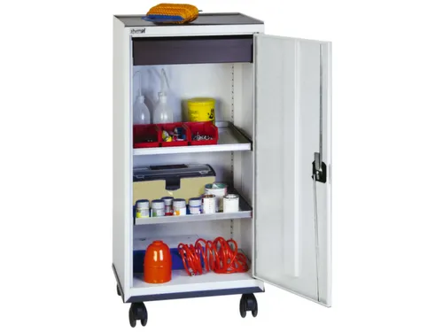 Materiaalkast 1100x500x500mm 2legborden Uitschuifbaar 1lade Ral7035