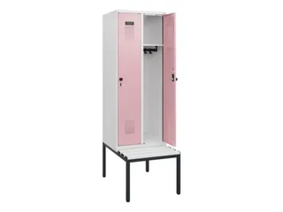 locker met bank,HxBxD 1950x600x815mm,2vak,vak B 300mm,draaigrendel - 1