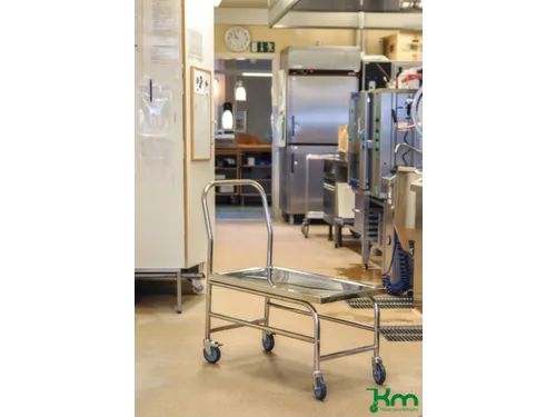 RVS duwbeugelwagen,draagverm. 100kg,laadvl. LxB 735x390mm,RVSplaat