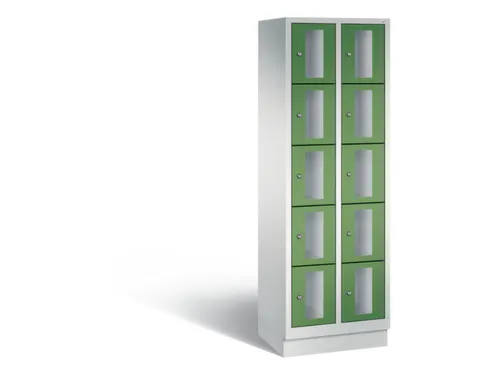 Lockerkast 1800x610x500mm 2x5 vakken Cilinderslot, Sokkel, RAL6011