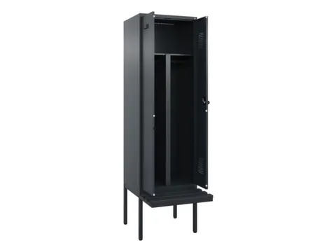 PBM-locker met bank,HxBxD 2120x600x815mm,2vak,vak B 300mm,draaigrendel
