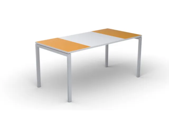 bureau HxBxD 750x1600x800mm blad oranje/wit rechthoekig 4-voeten wit